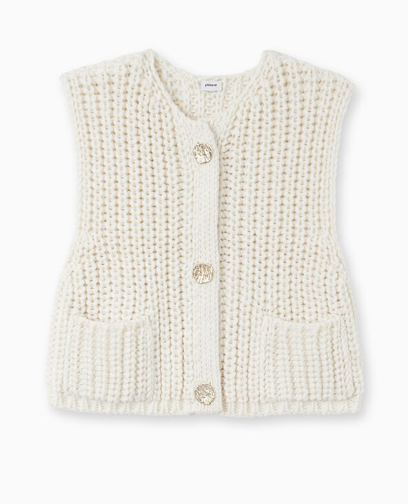 Gilet sans manches grosses mailles blanc - Pimkie