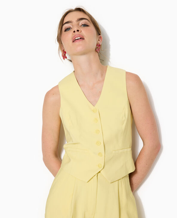 Gilet barman en tissu fluide jaune - Pimkie