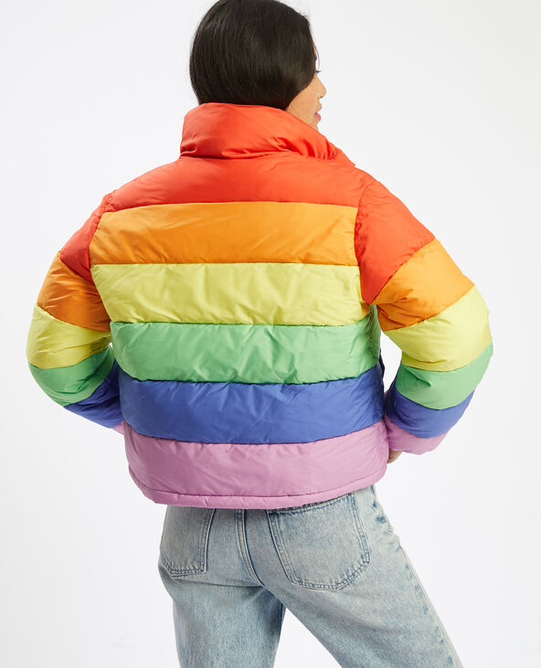 Doudoune courte oversize multicolore orange - Pimkie