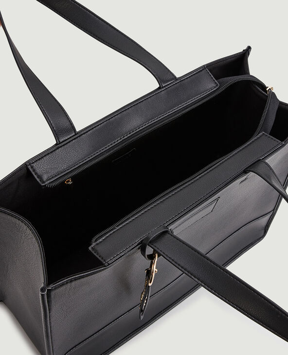 Grand sac cabas zippé noir - Pimkie