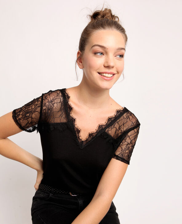 Top en dentelle noir - Pimkie