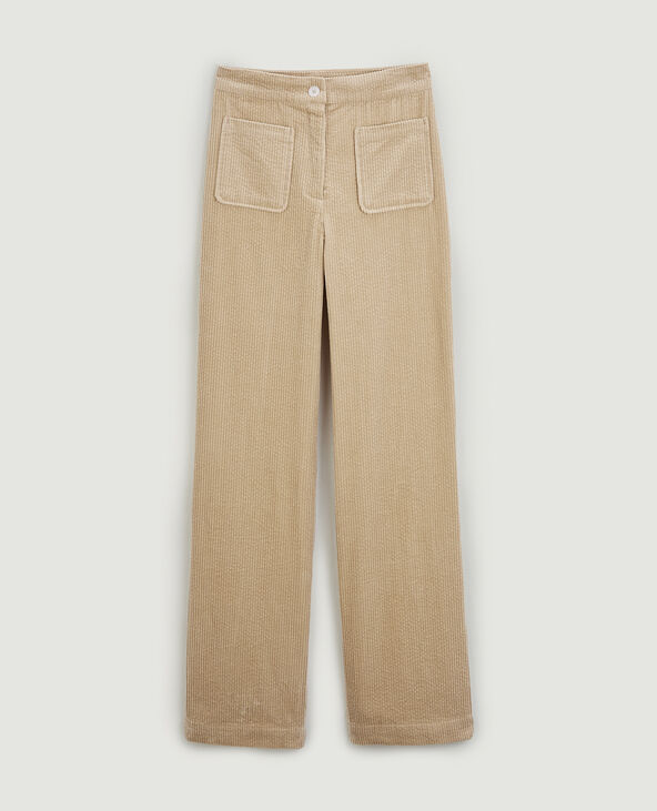 Pantalon droit en velours côtelé taupe - Pimkie