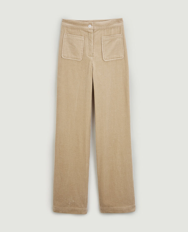 Pantalon droit en velours côtelé taupe - Pimkie