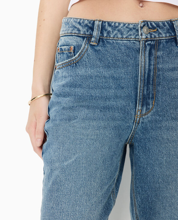Jean straight taille haute bas coupés bleu - Pimkie