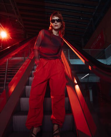 Pantalon parachute ceinture élastiquée rouge - Pimkie