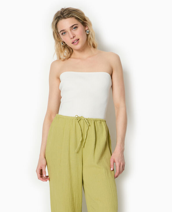 Top bustier en maille côtelée blanc - Pimkie