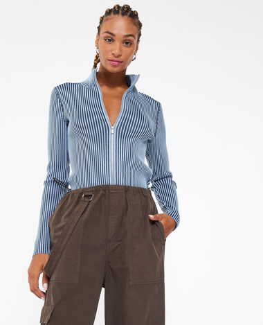 Gilet zippé maille vanisée bleu marine - Pimkie