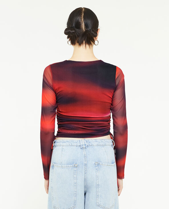 Top micro-mesh avec liens coulissants rouge - Pimkie