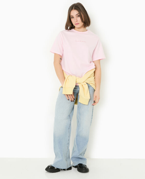 T-shirt ample avec print poitrine et dos rose - Pimkie