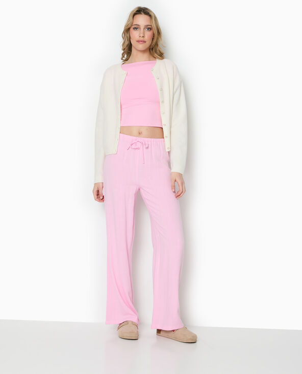 Pantalon large et droit avec taille élastiquée rose - Pimkie