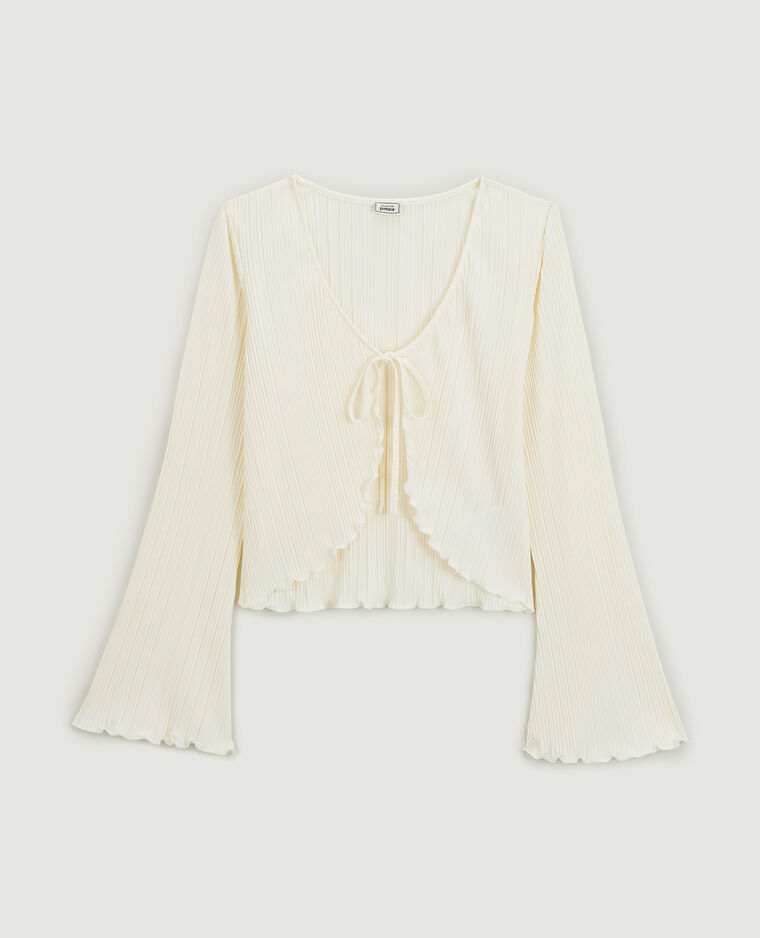 Top à nouer en maille plissée beige - Pimkie