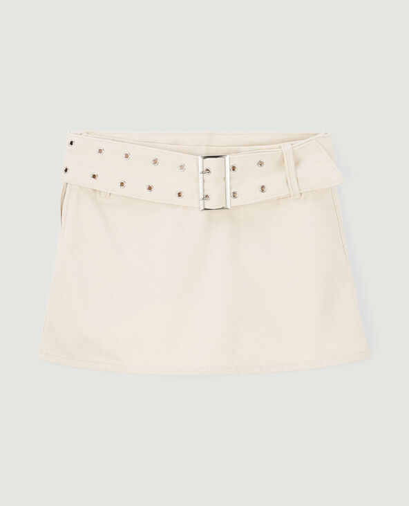 Jupe-short avec ceinture œillet beige - Pimkie