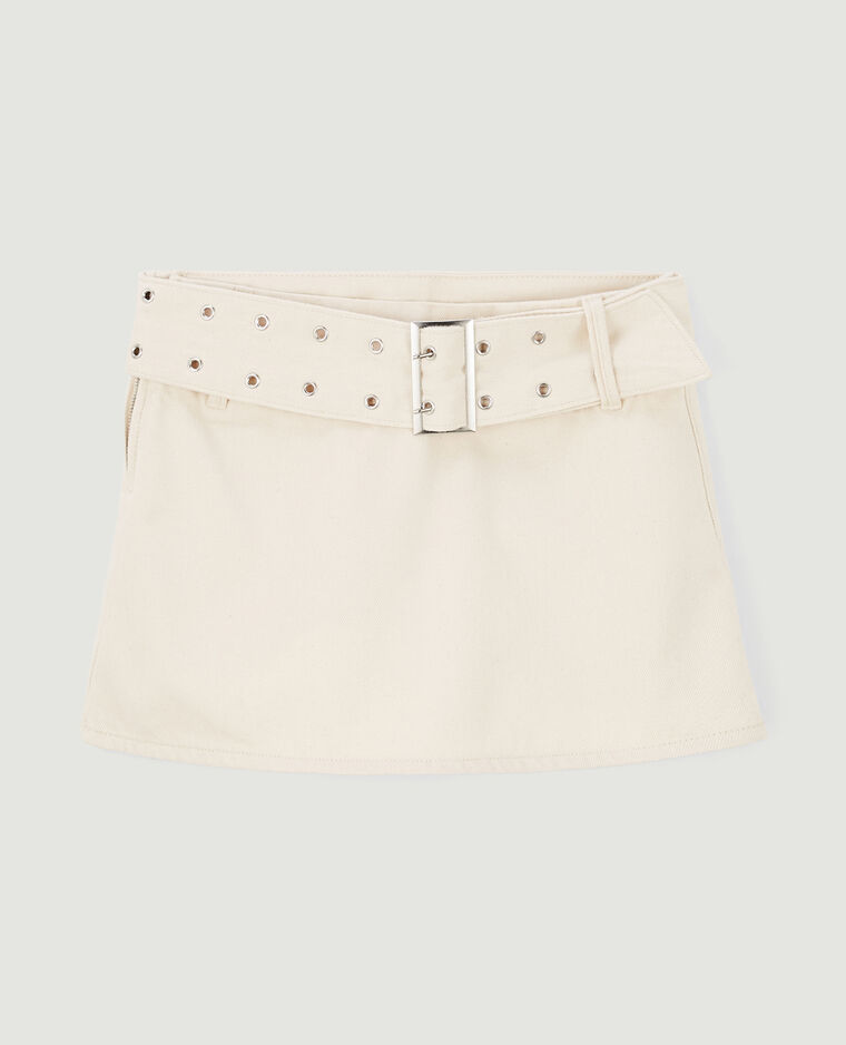 Jupe-short avec ceinture œillet beige - Pimkie