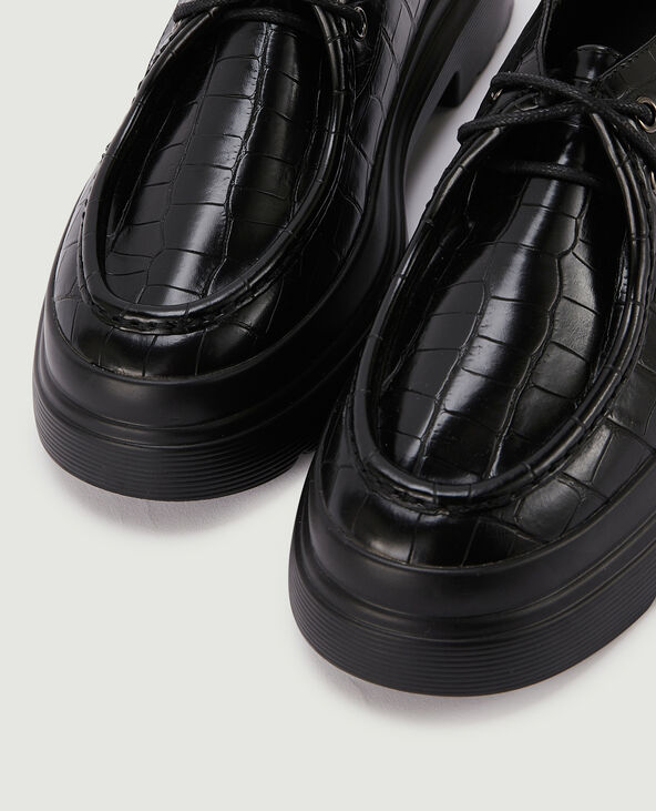 Mocassins à lacets effet croco noir - Pimkie