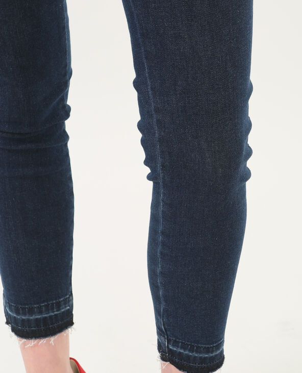 Jean skinny 7/8 taille haute bas décousus bleu marine - Pimkie