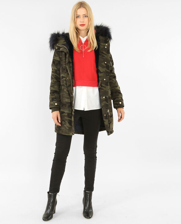 Longue parka à capuche vert kaki - Pimkie