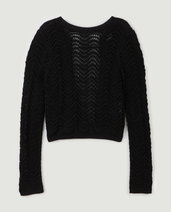 Pull dos-nu en maille ajourée noir - Pimkie