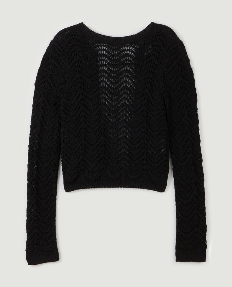 Pull dos-nu en maille ajourée noir - Pimkie