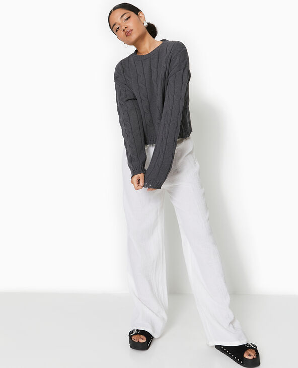 Pull en maille torsadée et déjaugée gris foncé - Pimkie