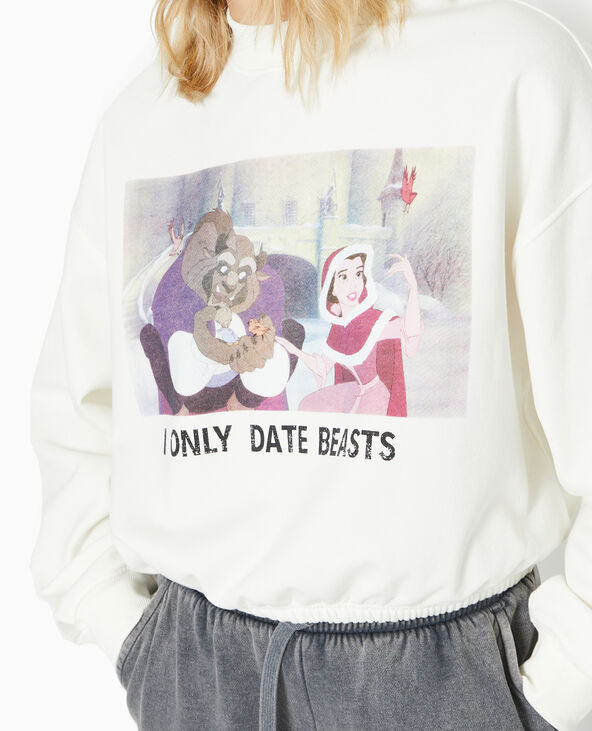 Sweat print avec base élastiquée blanc - Pimkie
