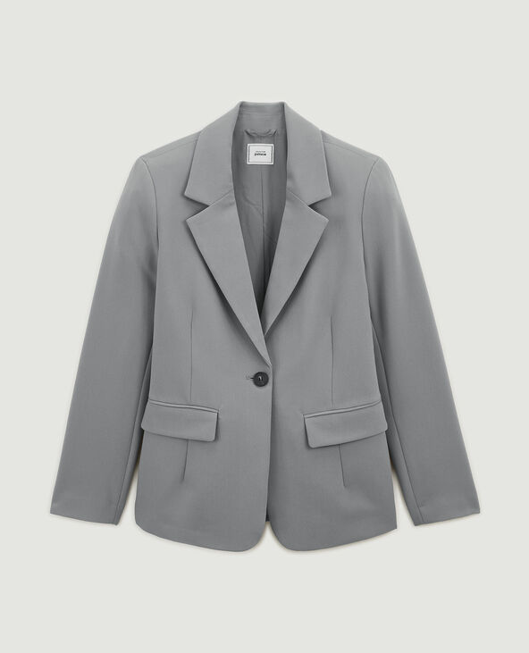Veste blazer droite avec poches gris foncé - Pimkie