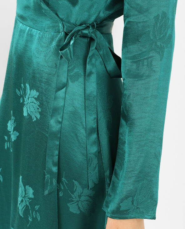 Robe portefeuille satinée vert foncé - Pimkie