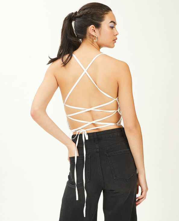 Top dos-nu broderie anglaise blanc - Pimkie