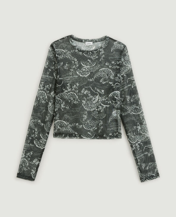 Top manches longues en voile noir - Pimkie