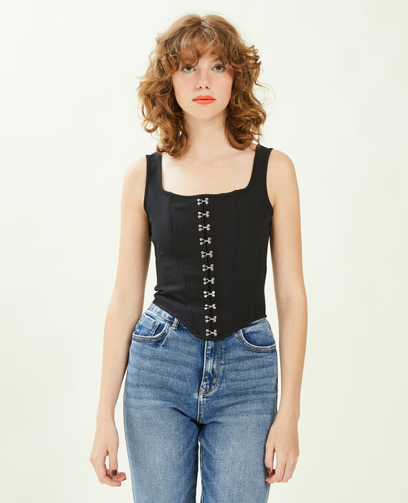 Top à bretelles façon corset noir - Pimkie