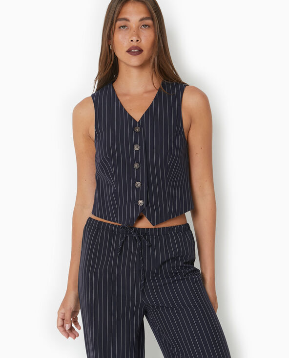 Gilet de barman avec rayures banquier bleu marine - Pimkie