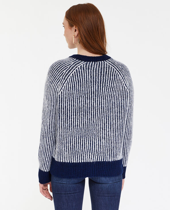 Pull en maille côtelée effet rayé bleu électrique - Pimkie