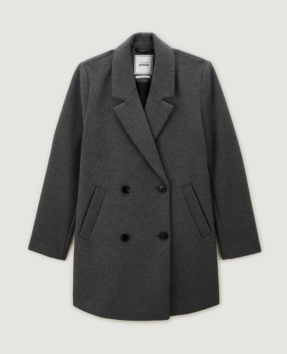 Manteau court drap de laine gris foncé - Pimkie