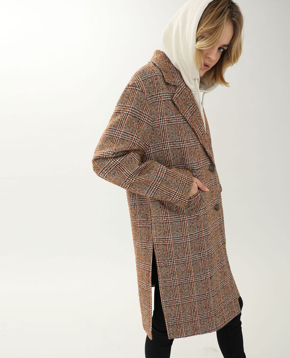 Manteau à carreaux marron - Pimkie