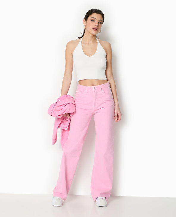 Jean wide taille haute rose - Pimkie
