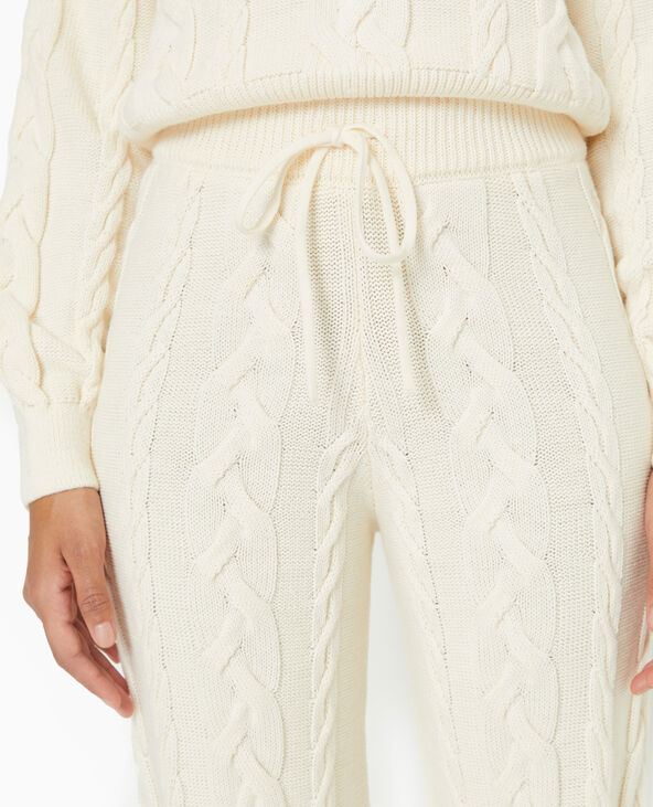 Pantalon droit en maille torsadée blanc - Pimkie