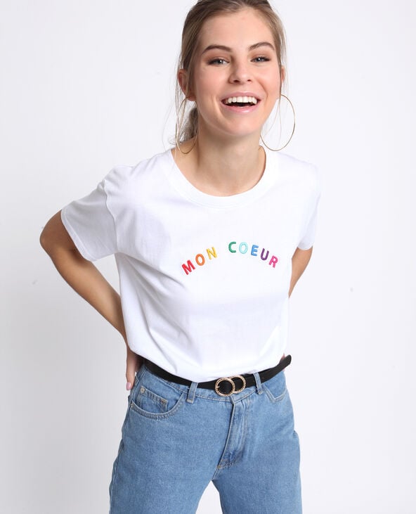 T-shirt brodé blanc - Pimkie