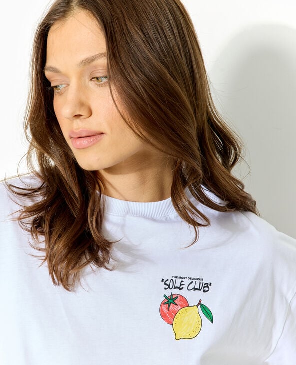 T-shirt oversize avec print poitrine et dos blanc - Pimkie