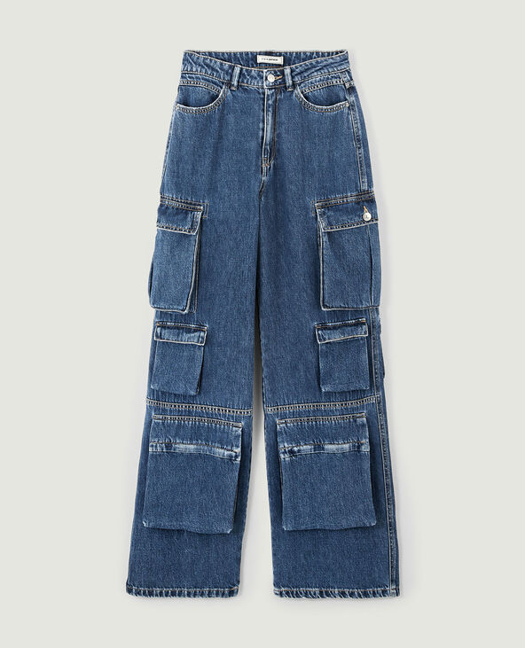 Jean cargo large multipoche bleu - Pimkie