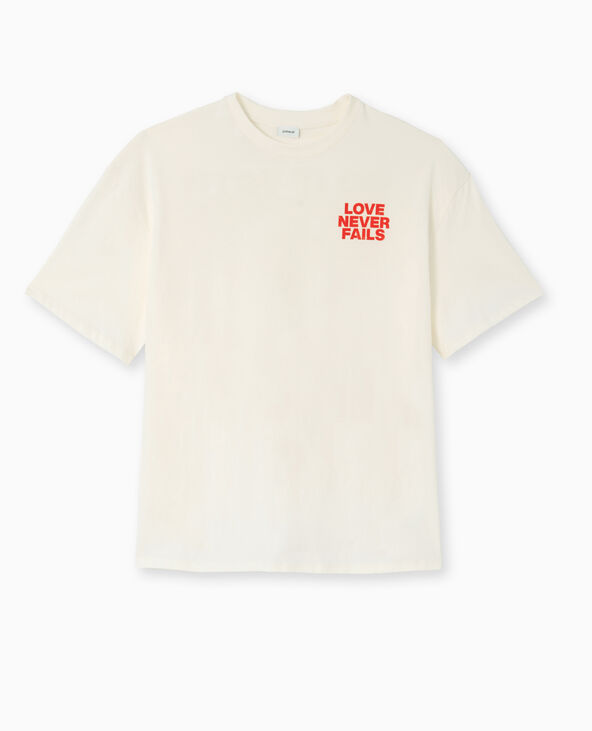 T-shirt oversize avec print poitrine et dos blanc - Pimkie