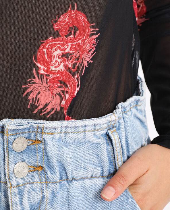T-shirt en mesh noir - Pimkie