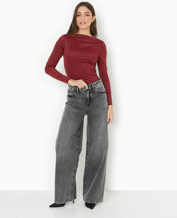 Body en maille avec lurex bordeaux - Pimkie