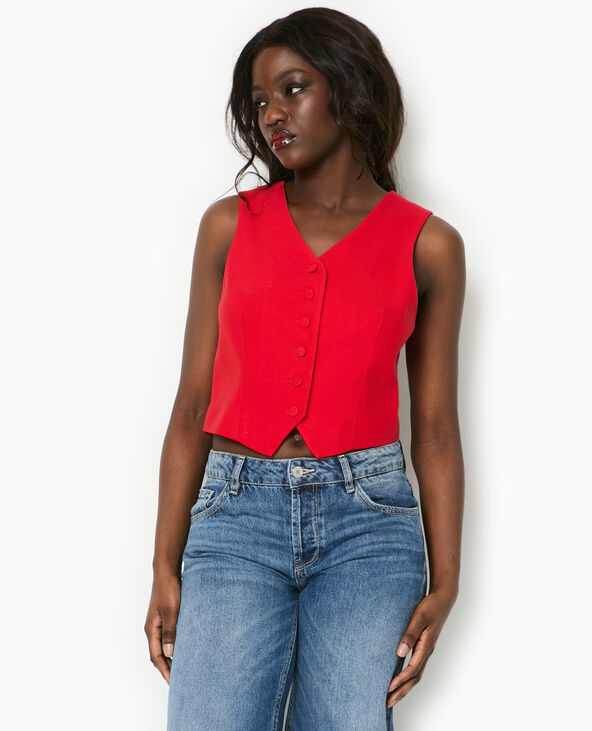 Gilet de barman avec boutons recouverts rouge - Pimkie
