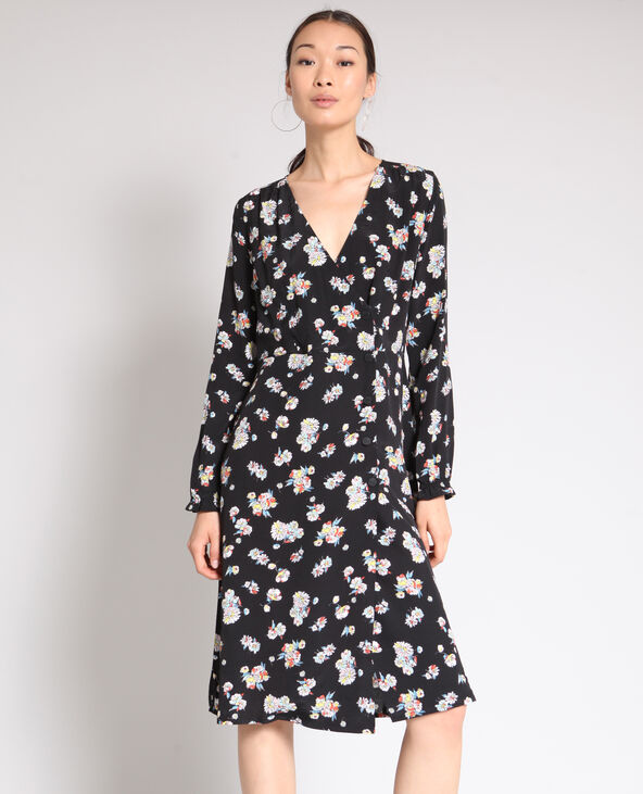 Robe midi à fleurs noir - Pimkie