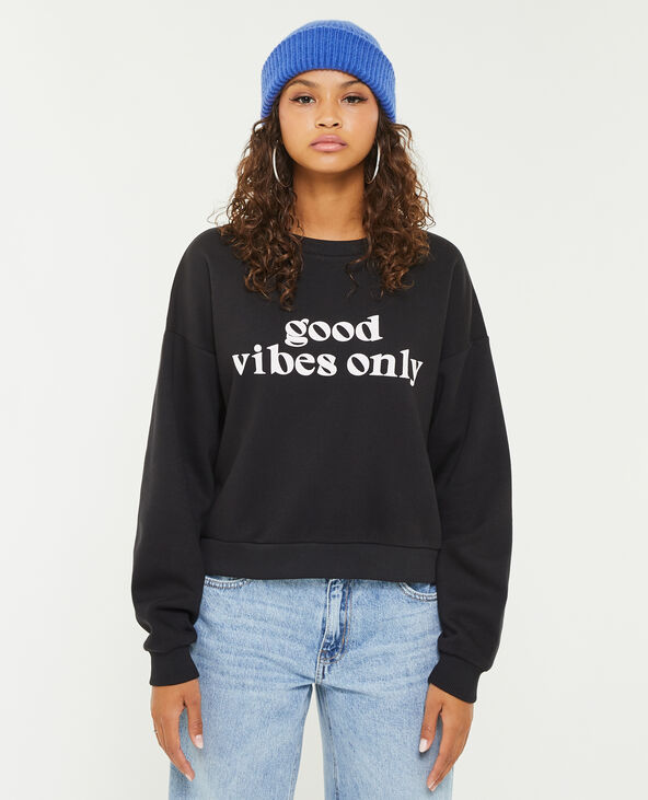 Sweat avec flocage noir - Pimkie
