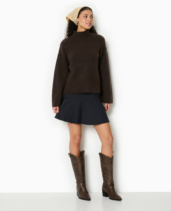 Pull col montant manches larges marron - Pimkie