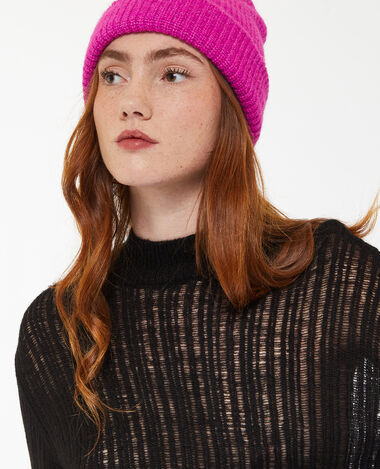 Pull col montant en maille ajourée noir - Pimkie