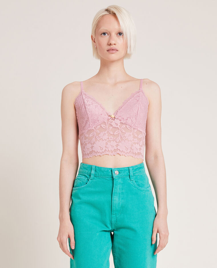 Top court en dentelle rose - Pimkie