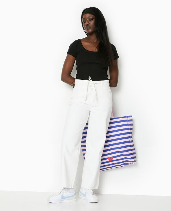 Jean baggy taille basse avec ceinture à nouer blanc - Pimkie