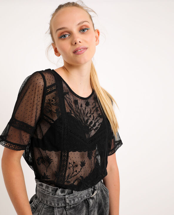 Top en dentelle noir - Pimkie