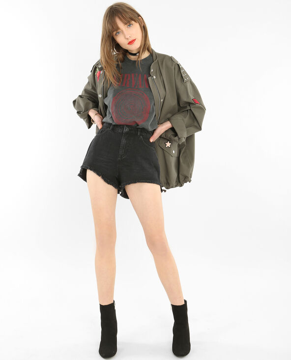 Short denim effiloché noir - Pimkie
